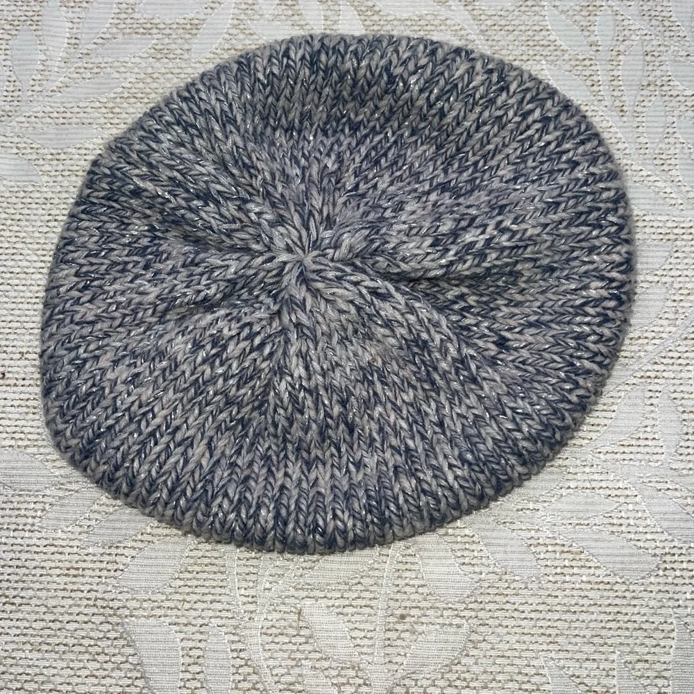 Women's GAP Blue Silver Marble Round Knitted Beret Hat - Size: One Size